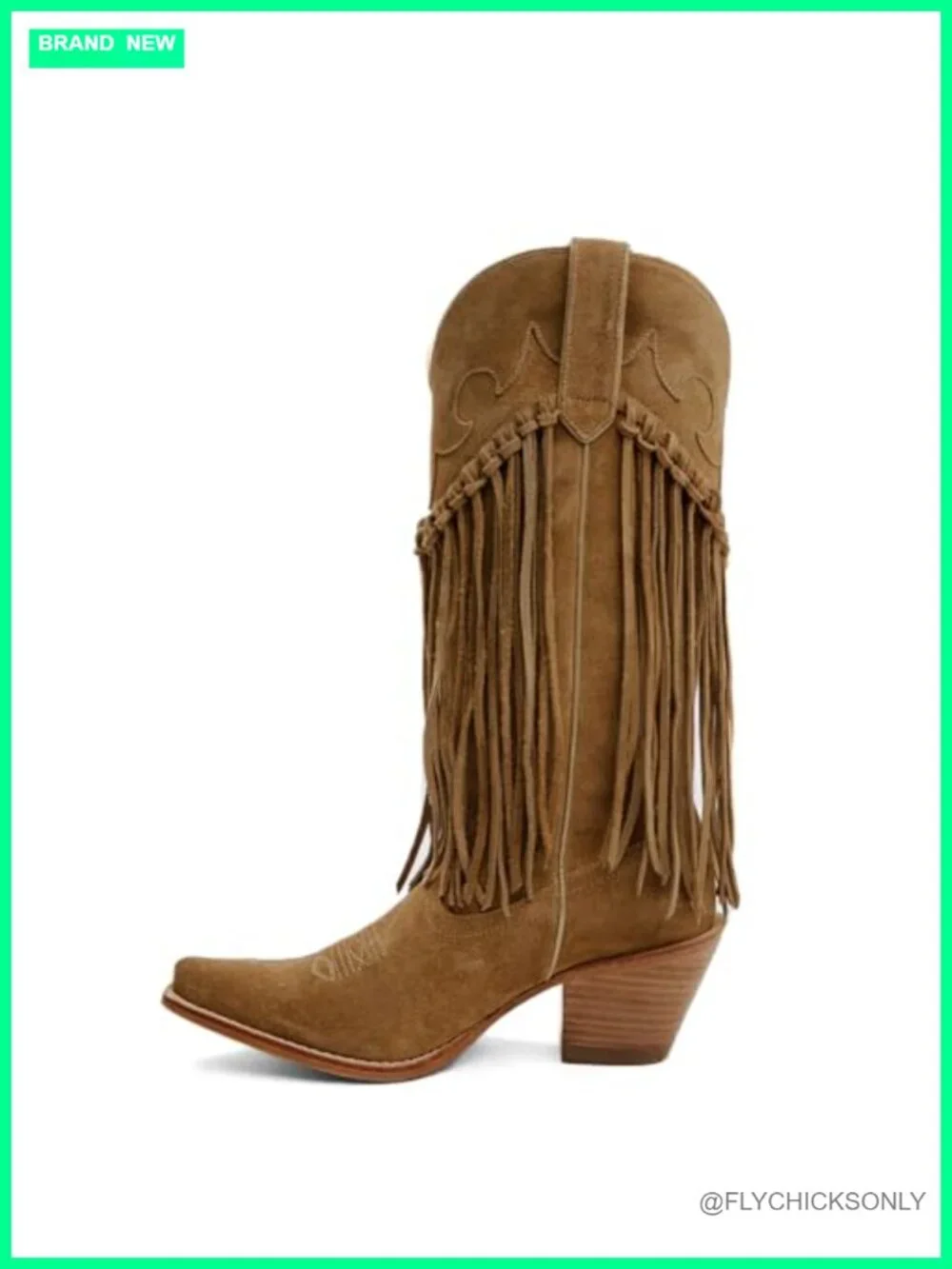 Women's Mid Calf Fringe Cowgirl Boots Snip Toe Chunky Heel Western Festival